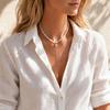 Layered Chain Necklace, Y Chain Long Necklace, Beaded Choker with Pendant, Elegant 3-Layer Necklace for Women Date Party Office Jewelry