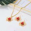 European & American Fashion Jewelry Set: Pleated Flower Necklace & Stud Earrings