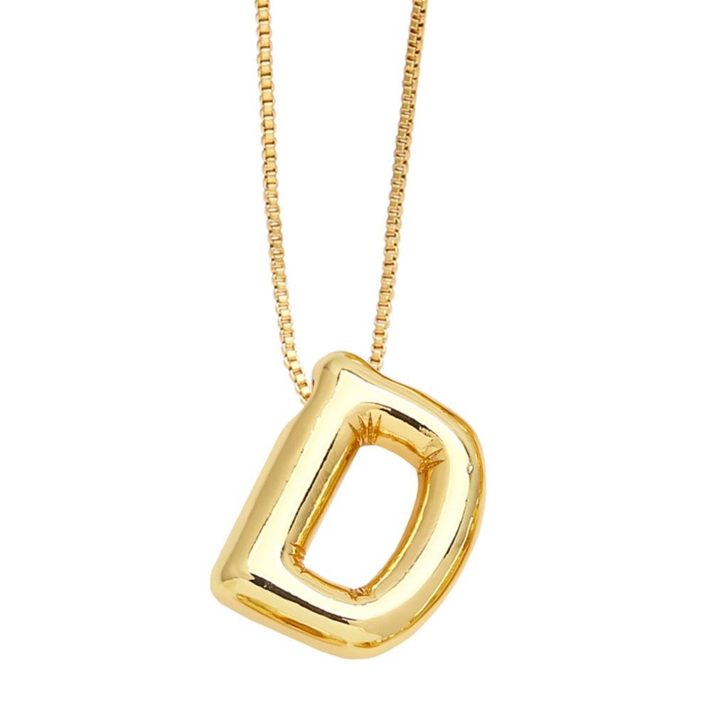 18K Gold-Plated Smooth Letter Pendant Necklace - Unique & Versatile Design