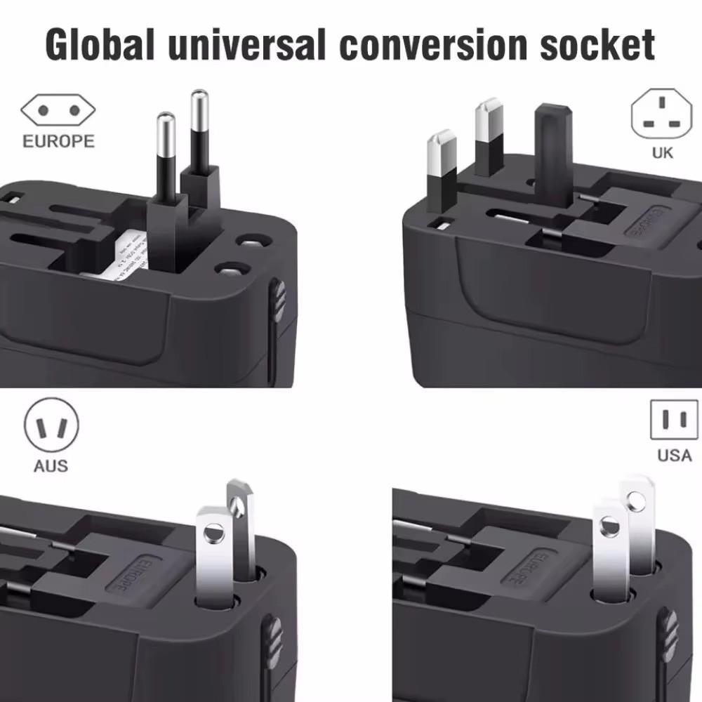Locking Design Universal Travel Adapter Safety Shutter Travel Charger International Travel