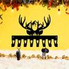 Vintage Iron Deer Head Wall Hook Coat Rack with 8 Hooks for Entryway