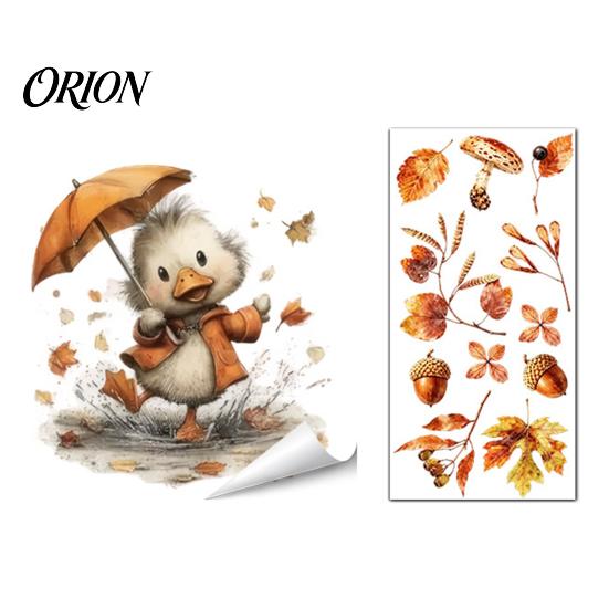 Reusable Animal Wall Decals for Windows Autumn Static Window Sticker with Cute Animals & Maple Leaves, Removable Harvest Self Adhesive Glass Stickers