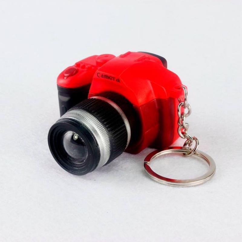 Creative SLR Camera Keychain with LED Light and Sound Pendant Toy