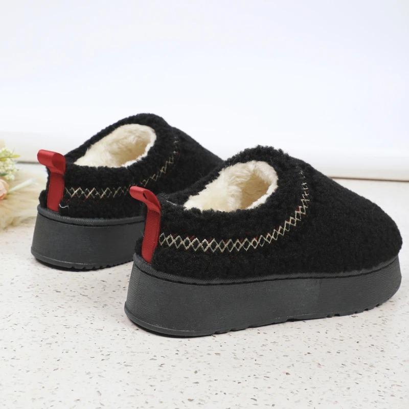 2025 Winter Warm Flat Fur Slippers Women Fluffy Furry Home Slides Woman Comfort Non Slip Indoor Floor Cotton Shoes Snow Boots