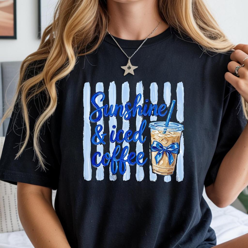 Sunshine Iced Coffee Graphic Tee, Summer Drink Lover Shirt, Mom Tee, Beach Mom Shirt