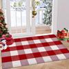 1pc Christmas Checkered Rug, Red And White Checkered Indoor Carpet, Welcome Mat, Machine Washable Flannel, 1.2 Cm Thick And Non-Slip, Suitable for Liv