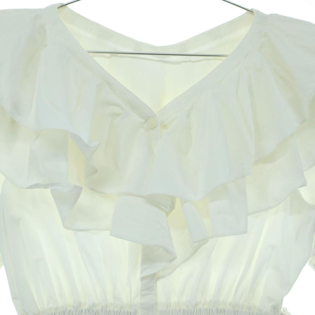 Lily Brown Short Sleeve Frill Shirt Dress F White LWFO222081 Women Used