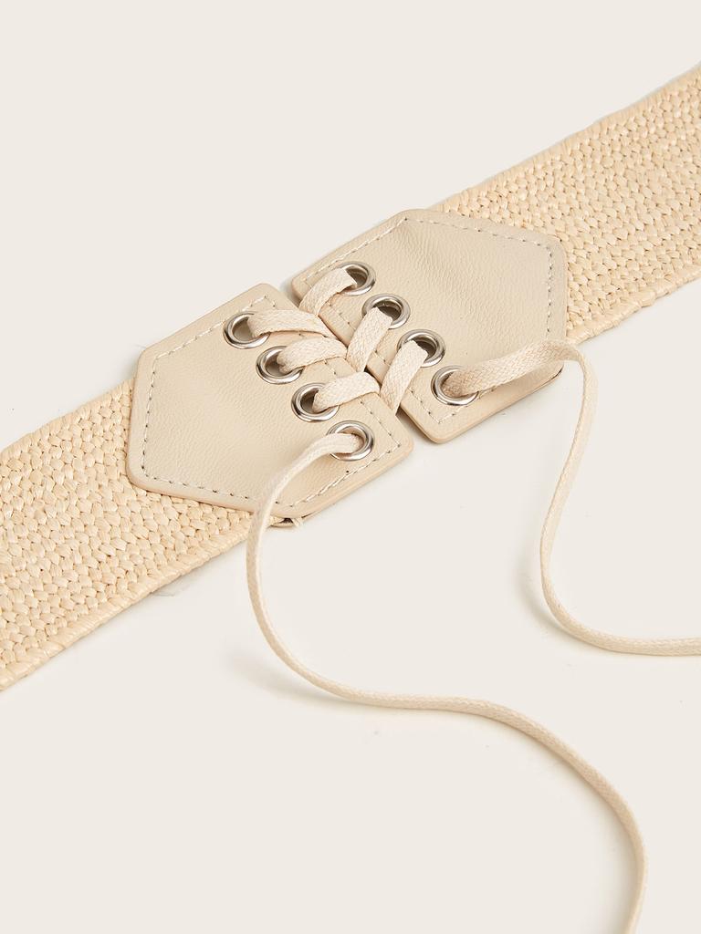 Spring And Summer Imitation Pp Grass Woven Elastic Belt Women'S Dress With Decorative Trend Waist Seal