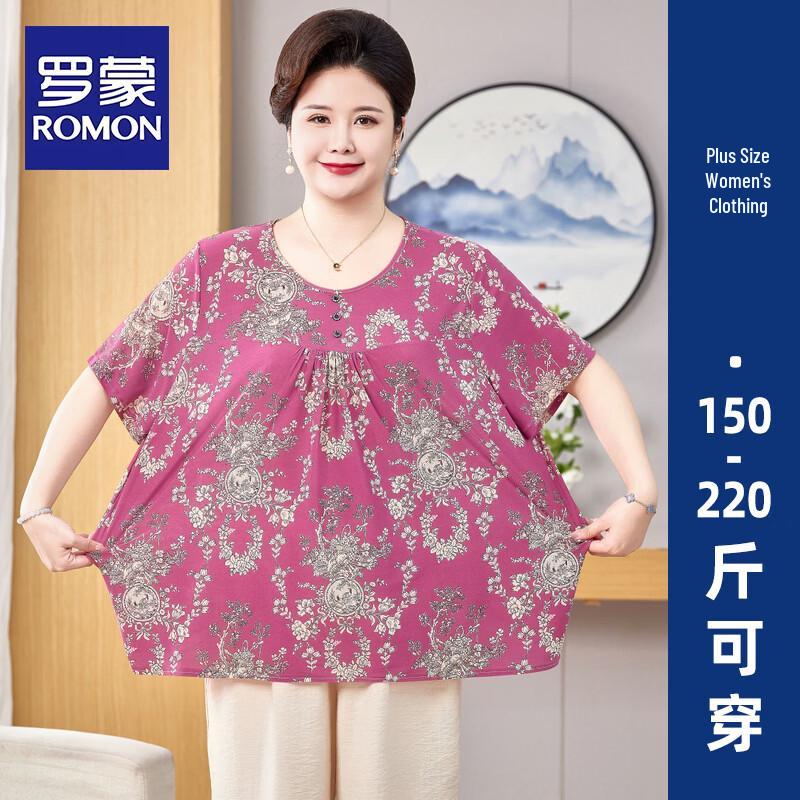 ROMON Women s Plus Size Striped Denim Cotton Short Sleeve Shirt Jacket 6XL