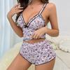 High-end casual small floral suspender shorts sexy babes girl fashion European and American women two-piece set
