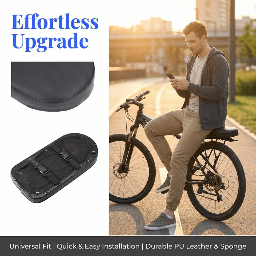 2PCS Wide Bike Rear Seat Cushion PU Leather ,Sponge Bike Back Seat Cushion  Enhanced Comfort