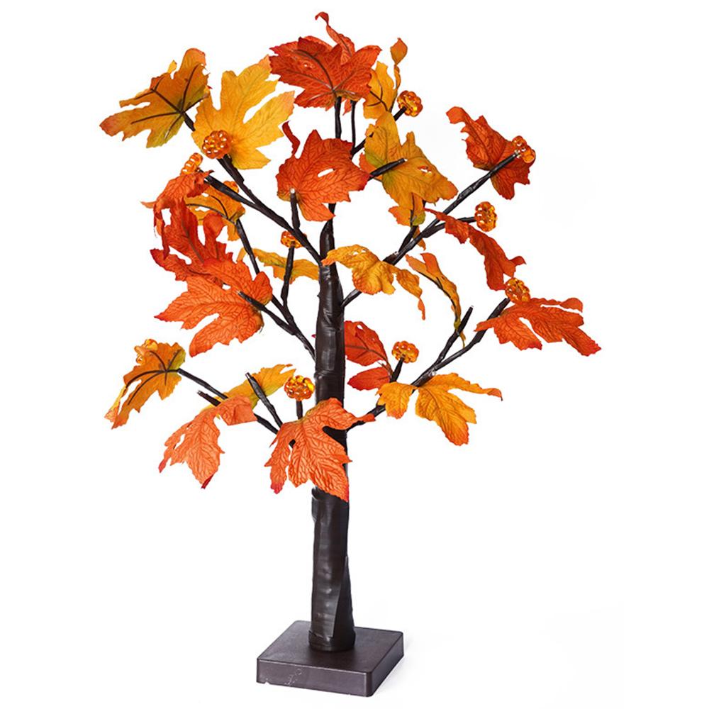 

Pumpkins Fake Fall Lighted Maple Tree 24 Leds Lights Thanksgiving Decoration Artificial Tree Lights A