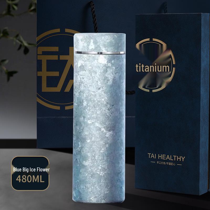 Premium Stainless Steel & Titanium Insulated Tea Infuser Cup, Double-Layer, Large Capacity, Portable for Car Use