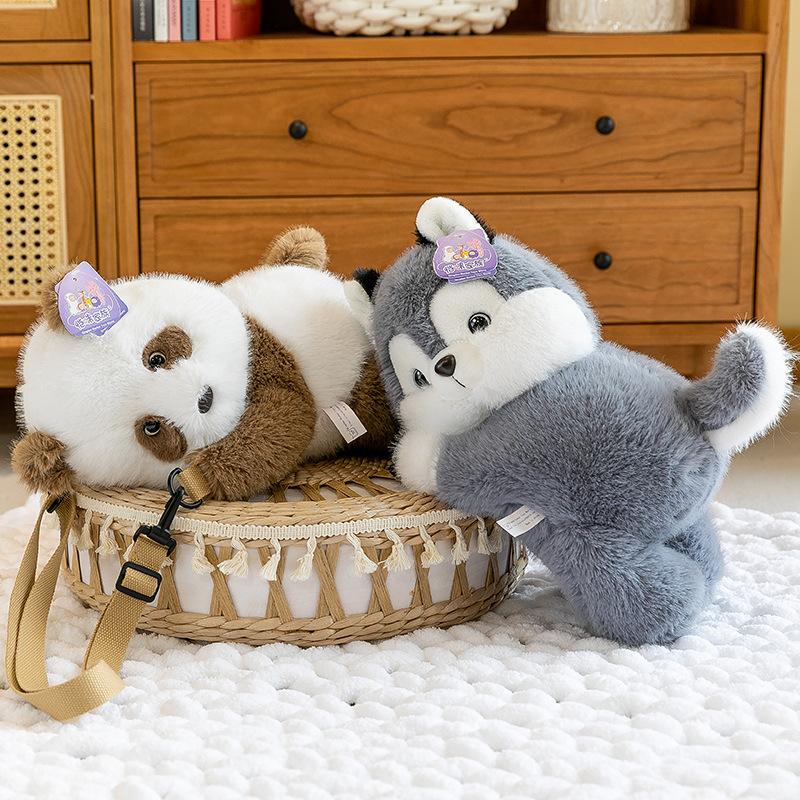 New Animal Trend Schoolbag Children's Plush Messenger Bag Husky Doll Going Out Travel Backpack
