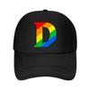 Retro Rainbow Letter D Spectrum Mesh Baseball Cap Polyester Forward Observations Hat Adjustable Golf Hat Summer