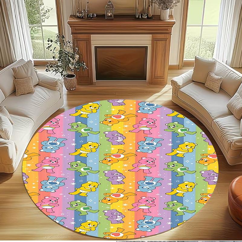 Care Bears Print Round Rug, Washable Floor Carpet, For Entryway Dorm Laundry Room Office Study, Home Decor Birthday Christmas Gift