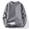 Men's Y2K Style Thick Knitted Wool Sweater, Warm Half-High/Low Neck, Lazy Style Sweater