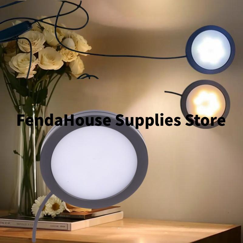 1Pcs For Bamboo Led Light Parts DIY Model Warm/White/Neutral Black USB Round Ultra-thin Light For Bambu Lab Lamp Kit Hardware