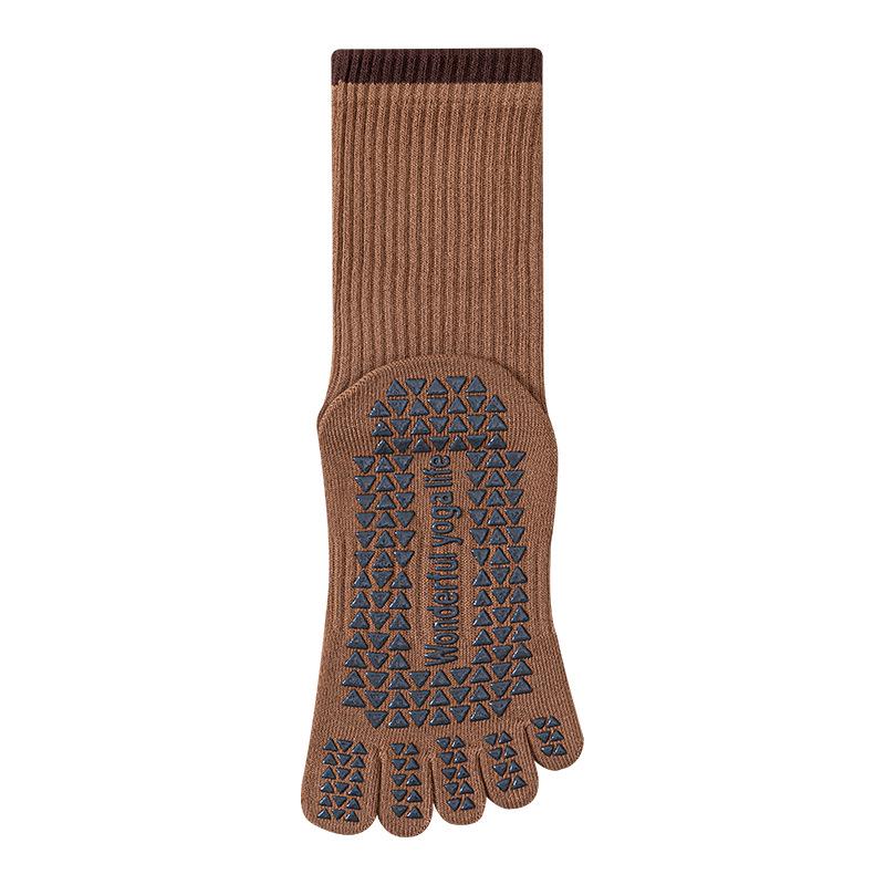 Women's Anti-Odor Five-Toe Yoga Mid-Calf Socks for Autumn/Winter | Anti-Slip Toe-Separating Socks for Sports, Dance, and Pilates