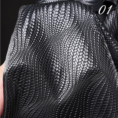 50*145cm Brown Leather Fabric 3D Irregular Weaving Texture Embossed Creative Designer Fabrics Handmade DIY Coat Bag Clothing