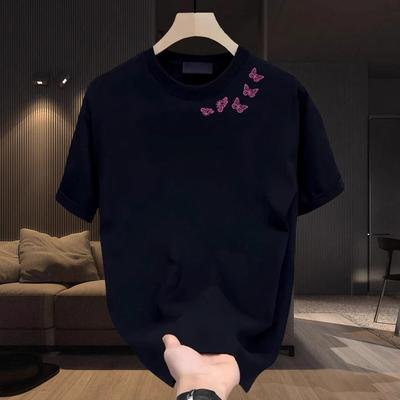 American Pure Cotton T-Shirt Men'S Trend Short-Sleeved T-Shirt Men'S And Women'S Crew Neck T-Shirt Backing White T Anti-Ultraviolet