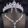 Opal Blue Tiaras Sets Bridal Jewelry Set for Princess Wedding Crown and necklace earring Prom Birthday Dress Costume Accessories