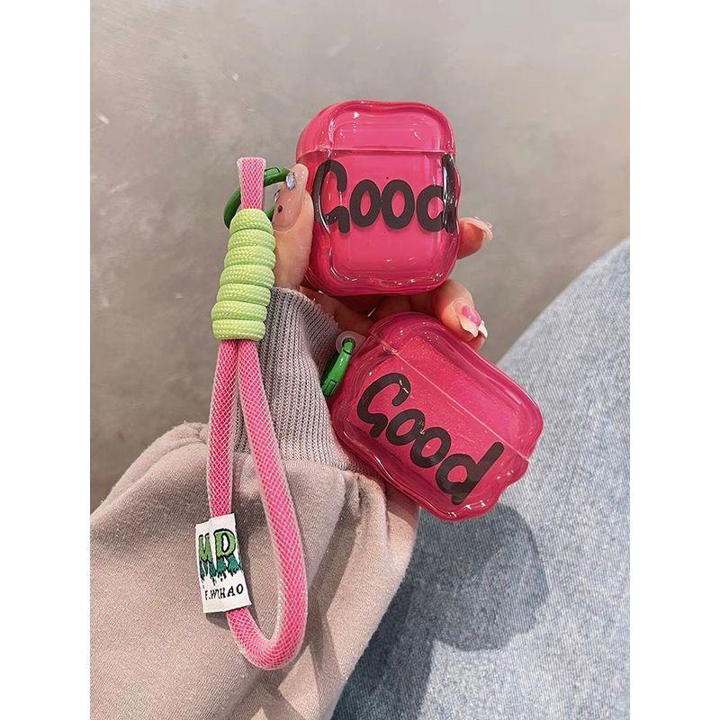 

English Bluetooth Earbuds Case Rope Silicone Drop-Resistant Apple Airpods pro Twisted edge rose good [single shell]]