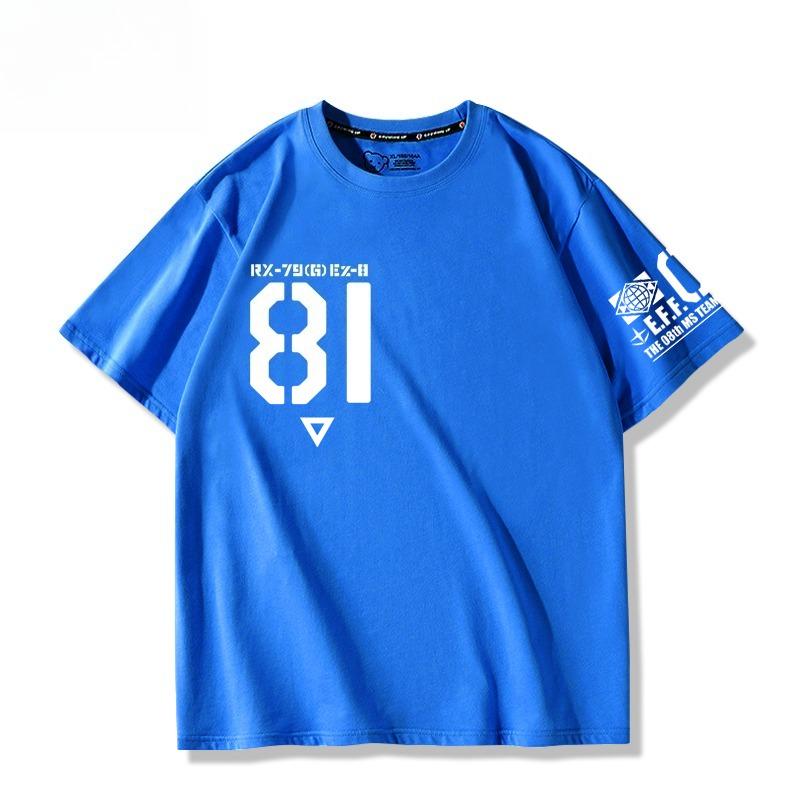 Mobile Suit Gundam 08MS Squad Ez-8 Logo Anime Joint Peripheral Short Sleeve T-Shirt Men's and Women's Clothes Summer