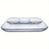 1 Transparent Heat-resistant Glass Divider Plate with Sauce Dish,Square for Dumplings and Seasoning-an Essential Kitchen Serving and Preparation Tray