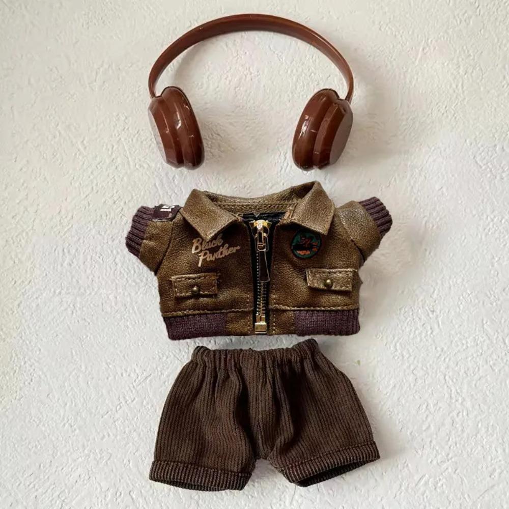 

Brown Retro Flying Jacket Fashion Doll Clothes for Labubu Doll Fashion Clothes Set Accessories Gift No doll