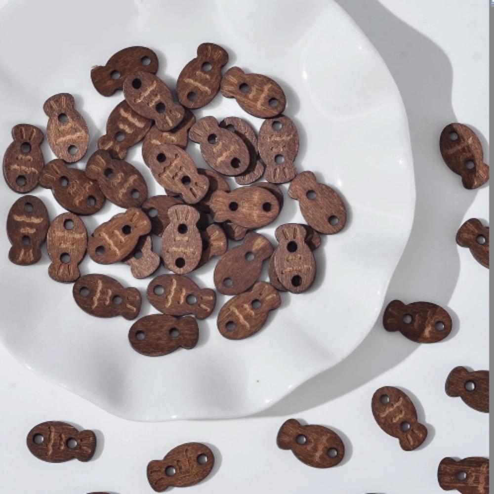 20 Pcs Bear Cat Shape Buttons Wooden Sewing Buttons Creative Projects Fish Buttons Clothing Sewing