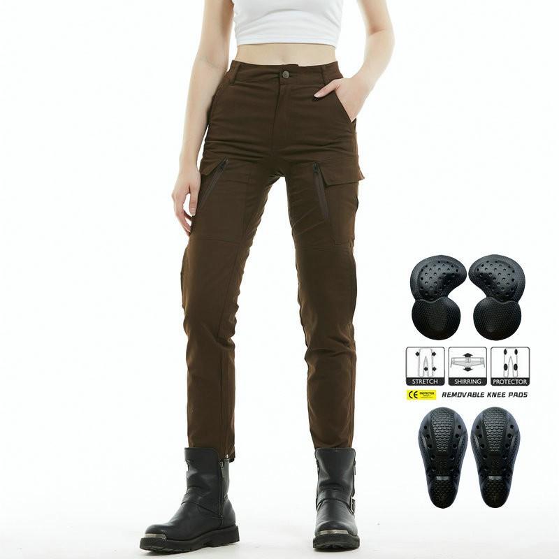 

VOLERO Motorcycle Riding Pants Women s Knight Casual Retro Multi-Bag Overalls Slim Drop Resistance XXS