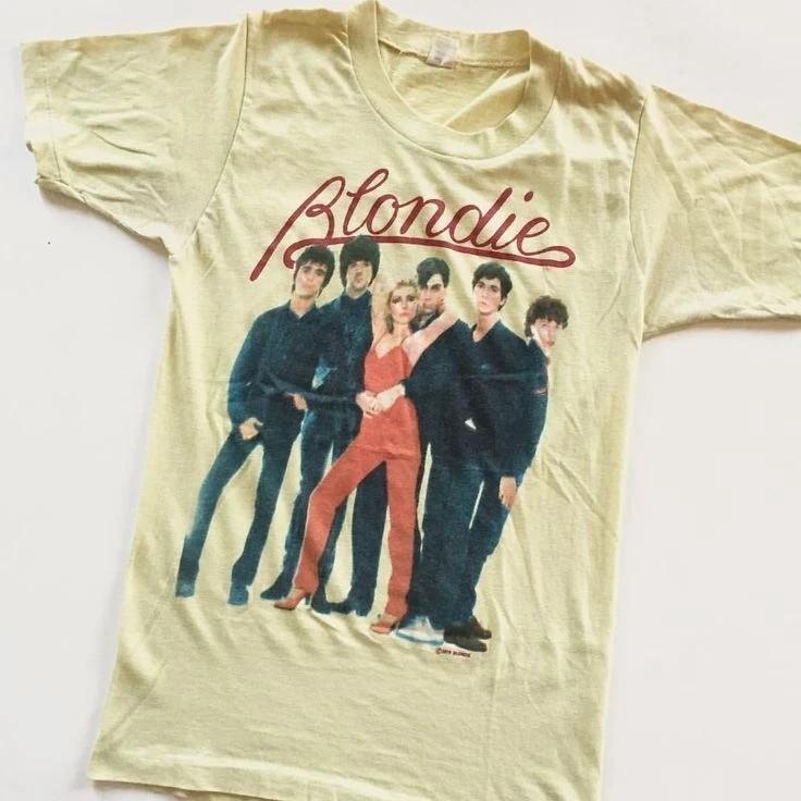 

1979 90s Blondie band Remake Yellow Short Sleeve T shirt Unisex Men Women Unisex T-Shirt L