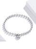 European & American Sterling Silver White Gold Plated Beaded Bracelet, Unisex, Versatile, S925, SCB203