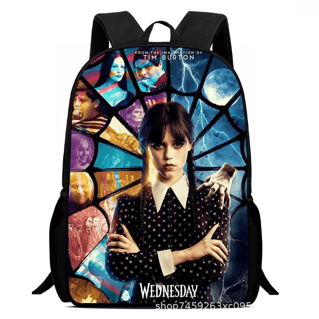 Wednesday 3 School Bag Printing Casual Multifunctional Cross-Border Backpack Straight Hair