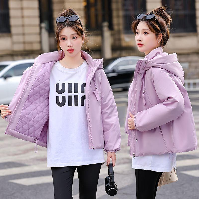 Trendy Women Short Padded Jacket Thickened Cotton Hooded Loose Coat Winter Fashion Outfit