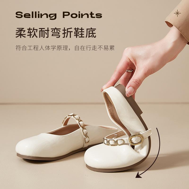 Augustine flat-bottomed bag head slippers women's 2025 summer new fashion one-pedal Mary Jane shoes half-tow sandals