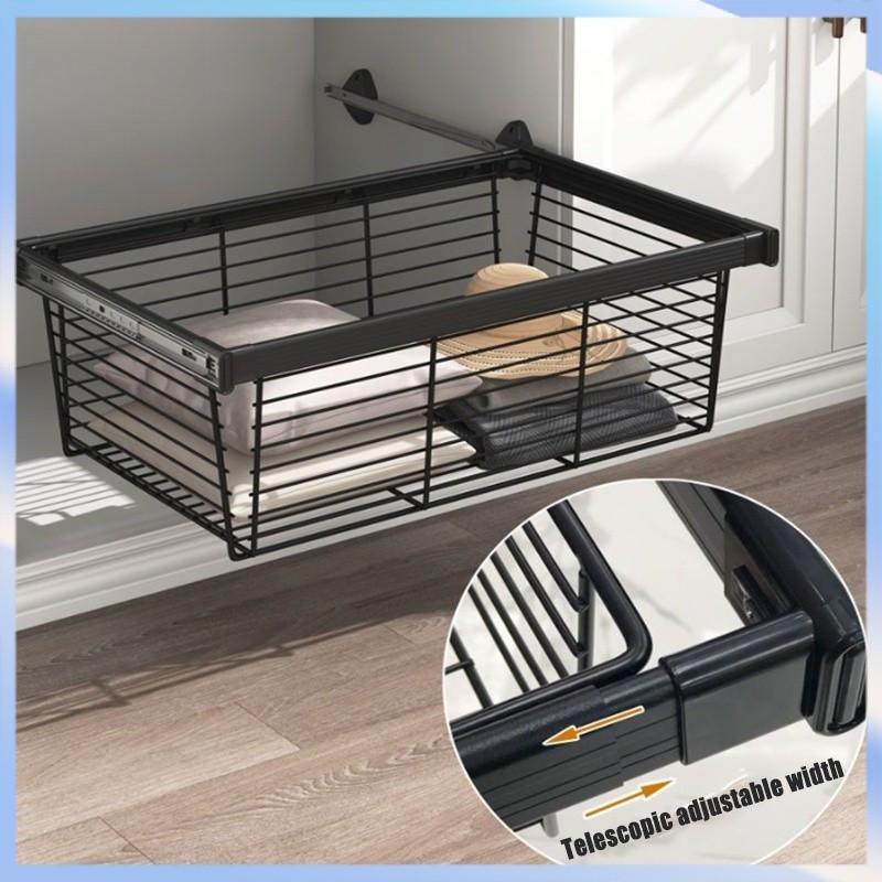 Closet Pull-out Basket Drawer Cloakroom Wardrobe Built-in Stretchable Pants Rack Household Multi-Layer Clothes Storage Rack