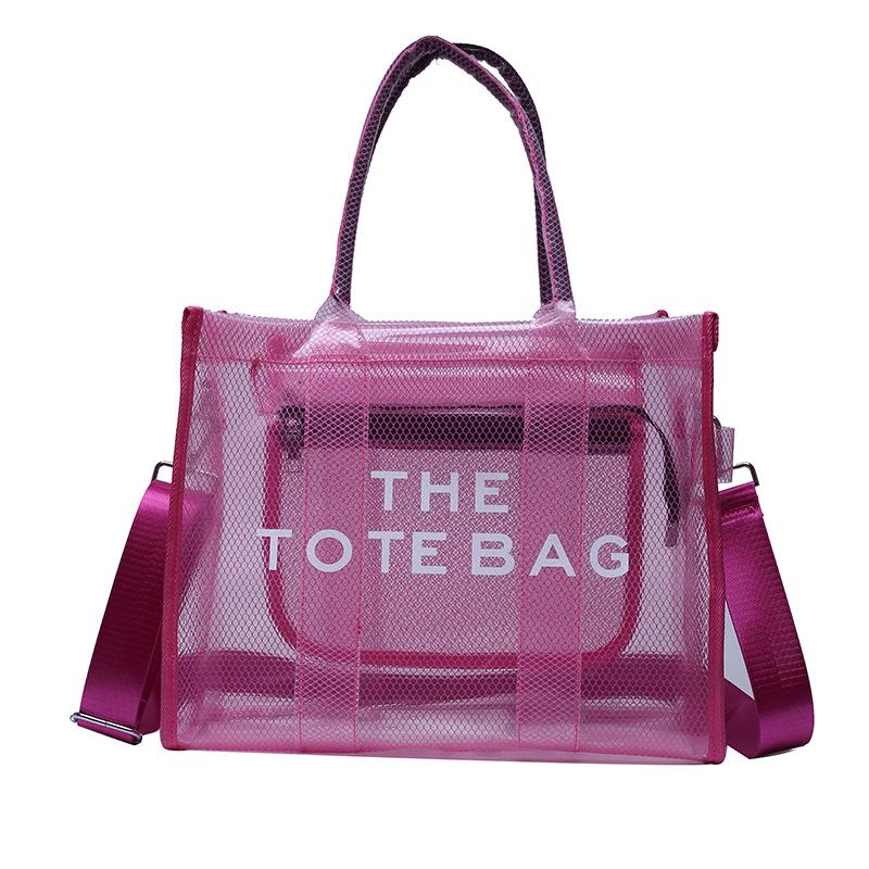 Bag female, large-capacity transparent holding bag, portable messenger jelly bag, export beach bag.