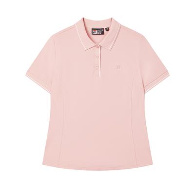 Beyaz Moda Rahat Basit Çok Yönlü Günlük Örme Kısa Kollu Polo Yaka Tişört Kadın üstler Açık Pembe F11W523105F-PK