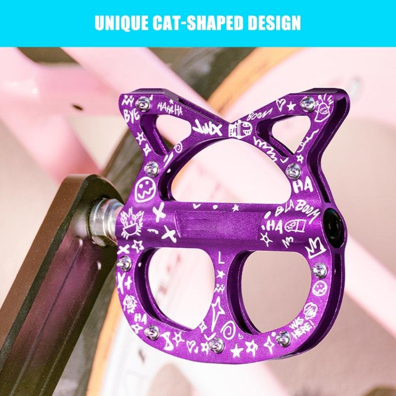 Aluminiumlegering Mountainbike Pedaler Kattformade Cykelpedaler 3 Tätningslager Halkfria Cykelpedaler Lätta att Installera