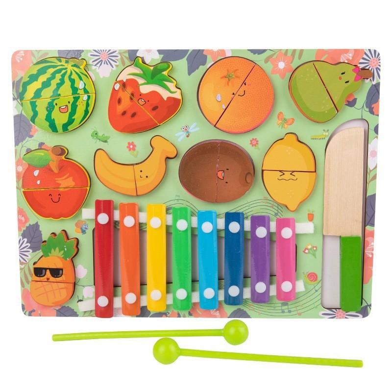 Wooden cartoon dinosaur fishing logarithmic board shape matching digital puzzle building block cognitive baby enlightenment toy