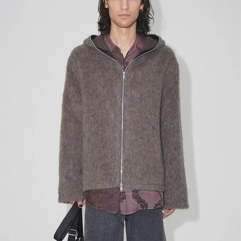 Men's Hooded Seahorse Wool Cardigan Jacket - Trendy Loose Fit Sweater