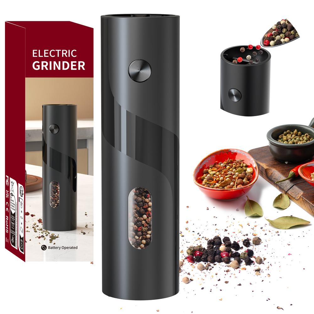 Rasnita automata de piper Rasnita de sare si piper, reincarcabila prin USB, macina de condimente reglabila, cu lumina LED, instrument de bucatarie