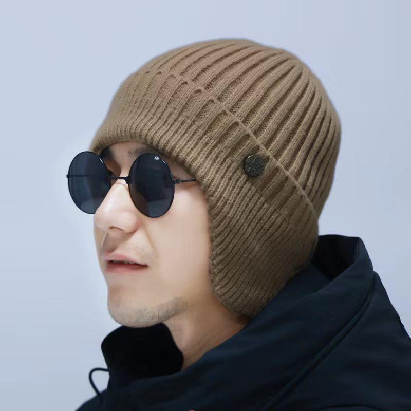 OEM wool hat Men's ear protection hat Fleece thickened outdoor warm anti-knitted hat