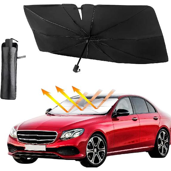 Car Windshield Sunshade Umbrella, 55 X31.5  Foldable Umbrella Sunshades for Car Front Windshield Universal for Most Cars, SUV (Open Design) Open Design