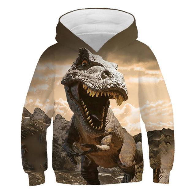 2025 Boys Cool Dinosaur Hoodies Pattern 3D Hoodie Fall Teen Kids Animal Pullover Boys and Girls Clothing Sweatshirts