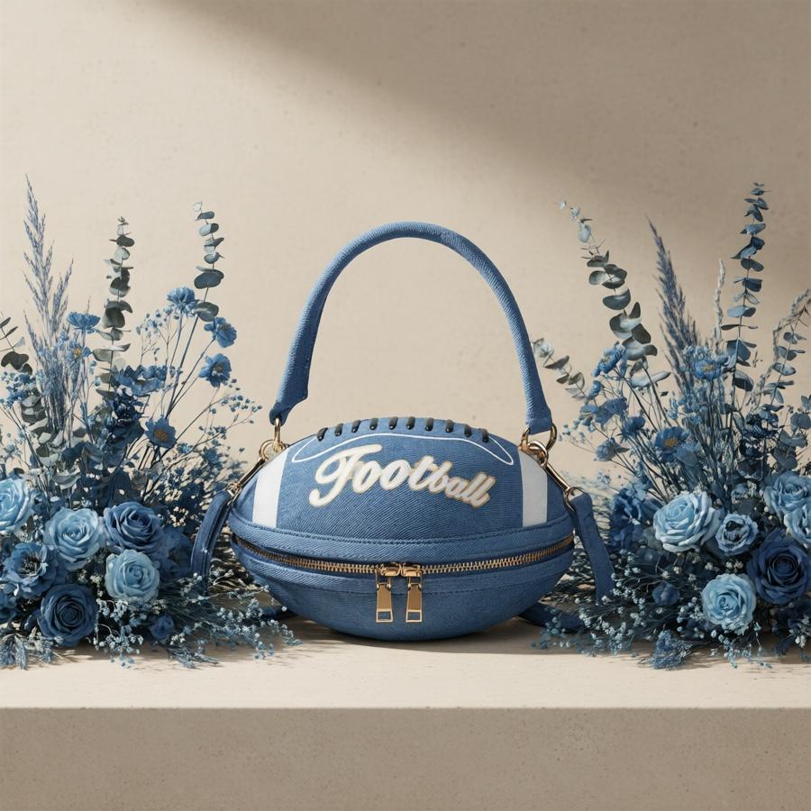 New American football/rugby ball handbag, creative, fashionable, unique, cute, lightweight crossbody bag, commuting, high-end, everyday, versatile.