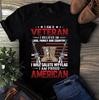 Men's and Women's T-shirts I Am a Veteran I Believe In God Family and Country Us Veteran