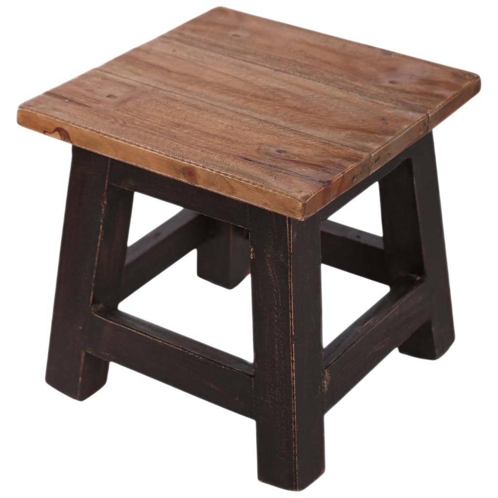 Wooden Chair Brown and Black Rustic Style Stool